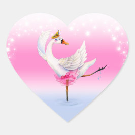Ballett Tanz weißen Schwan auf See Aquarellkunst Herz-Aufkleber