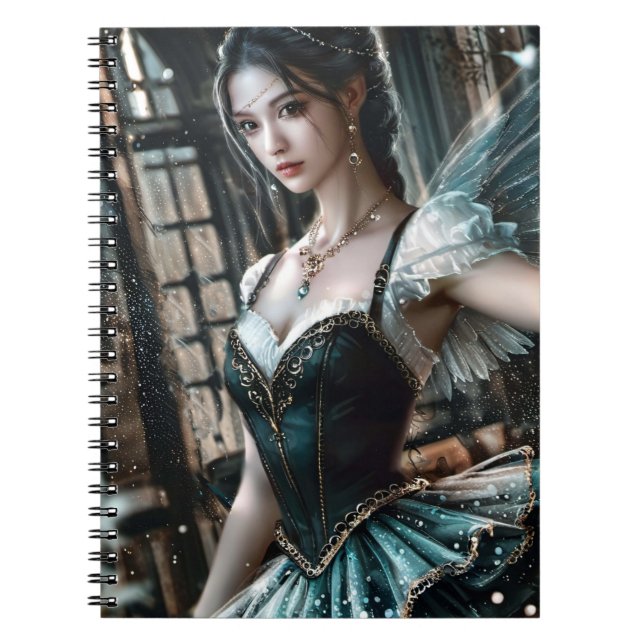 Ballett-Tänzer in einem grünen TuTu und Feen Flüge Notizblock (Vorderseite)