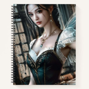 Ballett-Tänzer in einem grünen TuTu und Feen Flüge Notizbuch