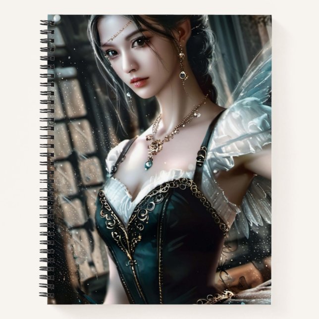 Ballett-Tänzer in einem grünen TuTu und Feen Flüge Notizbuch (Vorderseite)