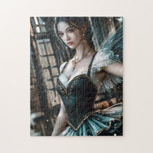 Ballett-Tänzer in einem grünen TuTu und Feen Flüge Puzzle