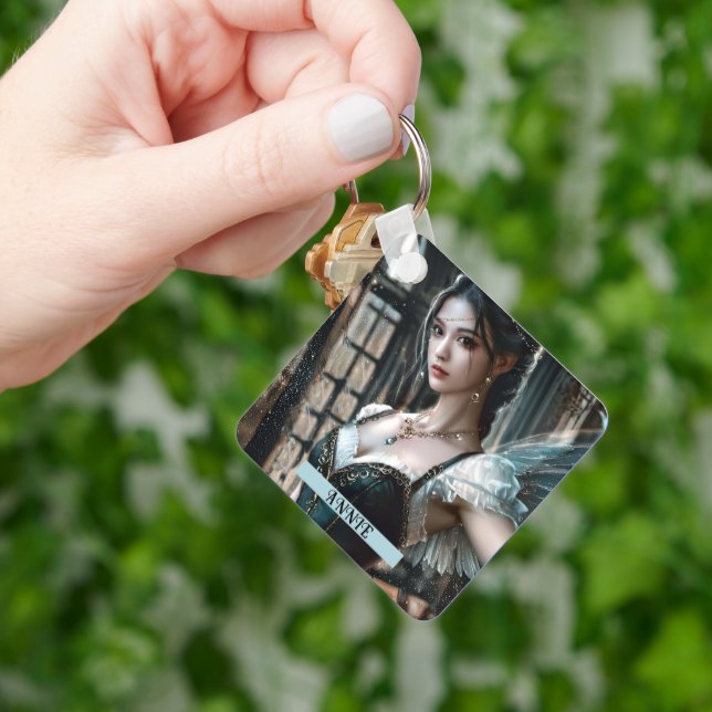 Ballett-Tänzer in einem grünen TuTu und Feen Flüge Schlüsselanhänger (Hand)