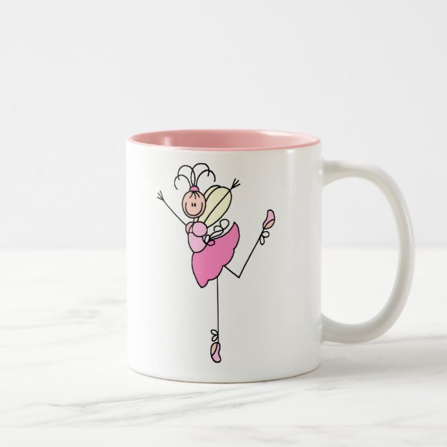 Ballett-Tänzer-Strichmännchen-Tasse Zweifarbige Tasse (Rechts)