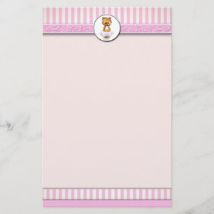 Ballett-Teddybär-Rosa-Karamellstreifen-Briefkopf A Briefpapier