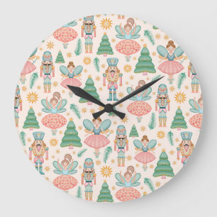 Ballett und Fairies auf Creme-Hintergrund Große Wanduhr