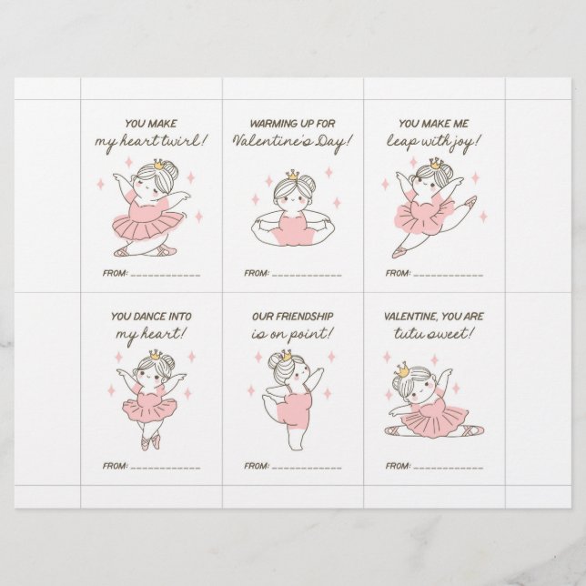 Ballett Valentinskarten für Kinder Briefbogen (Vorderseite)
