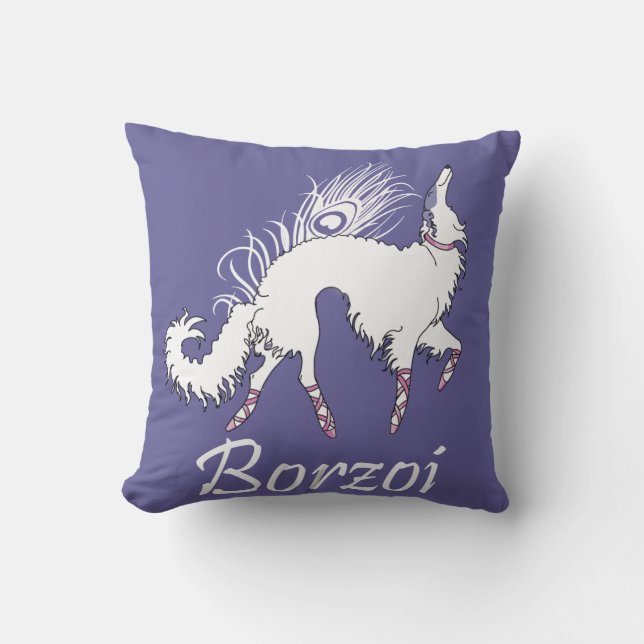 BallettBorzoi Weiß-Lavendel Kissen (Vorderseite)