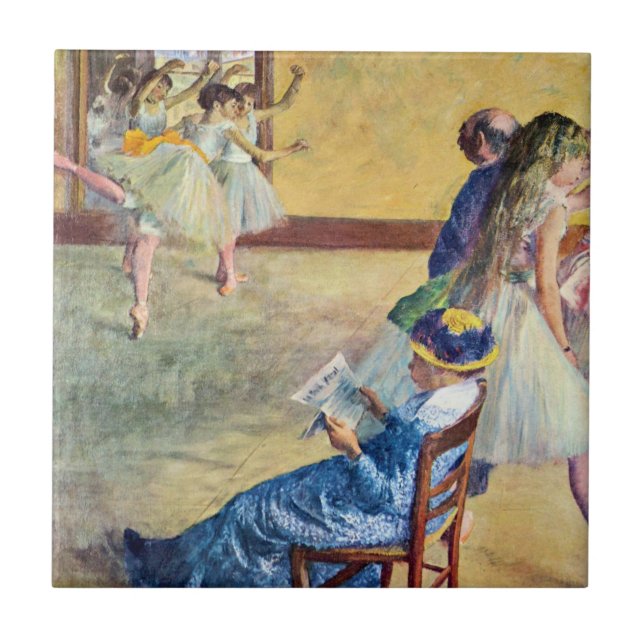 Ballettklasse, die Tanzsaal von Edgar Degas Fliese (Vorderseite)