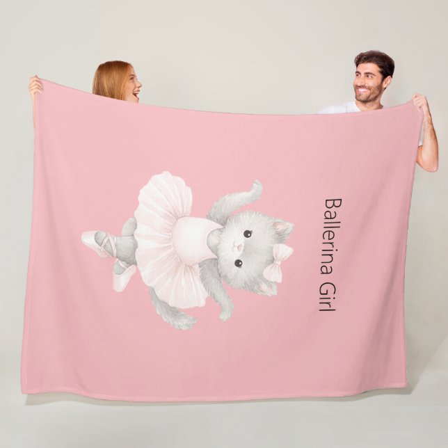 Ballettmädchen Graues Kätzchen Fleecedecke (Beispiel)