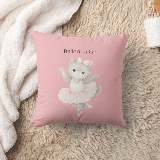 Ballettmädchen Graues Kätzchen Kissen (Decke)