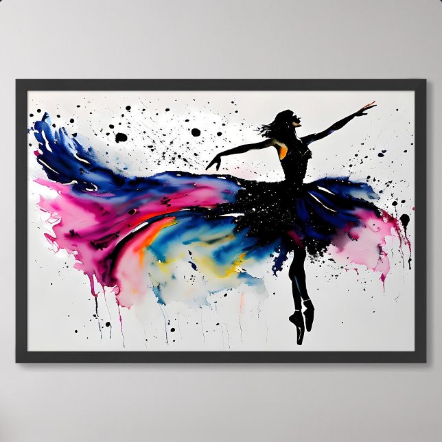 Ballettmalerei Tanz Mädchen Ballerina Aquarell Poster (ballet painting dance girl ballerina watercolor)