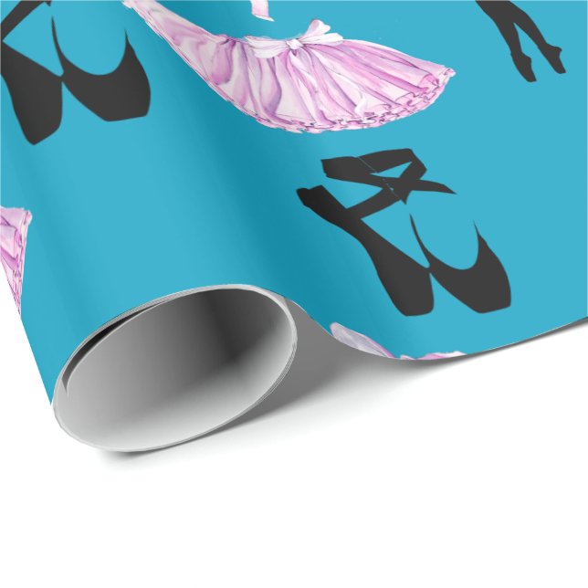 Ballettmuster mit Tanzkleid und Ballerina Geschenkpapier (Rolleneckpunkt)