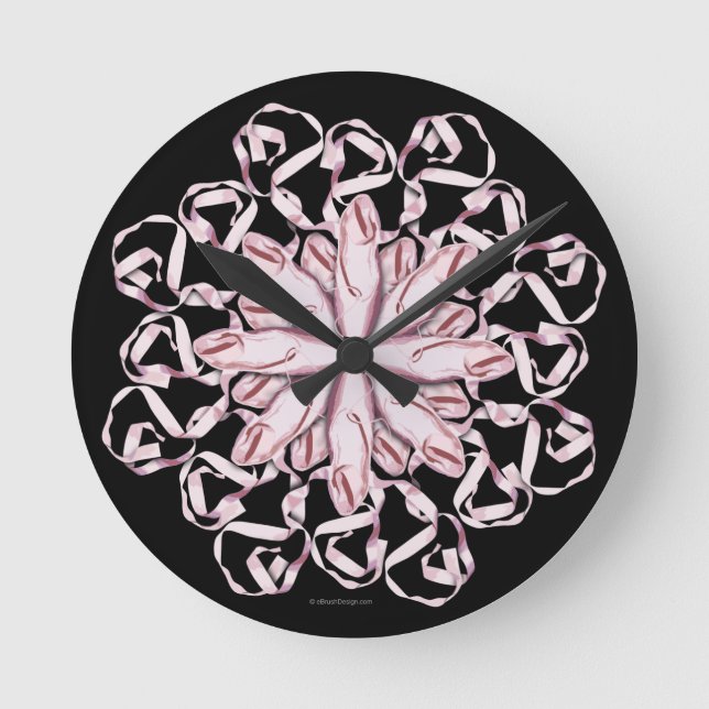 Ballettmuster (pink) runde wanduhr (Vorderseite)