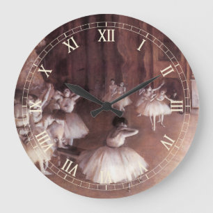 Ballettprobe auf der Bühne von Edgar Degas Große Wanduhr
