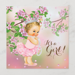 Ballettröckchen-Kirschblüten-Perlen-Babyparty Einladung