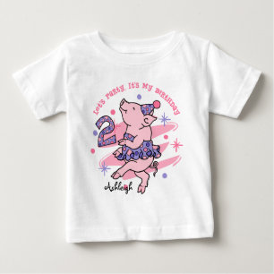 Ballettröckchen-Piggy 2. Geburtstags-Gewohnheit Baby T-shirt