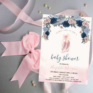 Ballettschuhe rosa Streifen Baby Shower Einladung