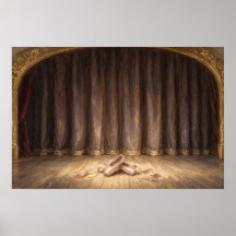 Ballettspitzenschuhe vor dem Vorhang