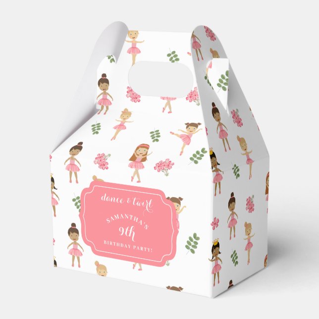 Balletttanz & Twirl Pink Ballerina Geburtstag Geschenkschachtel (Vorderseite)
