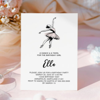Balletttanz und Twirl, Ballerina Dancer Geburtstag Einladung