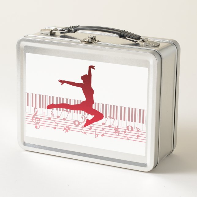 Balletttänzer auf der Tastatur Metall Brotdose (Vorderseite)