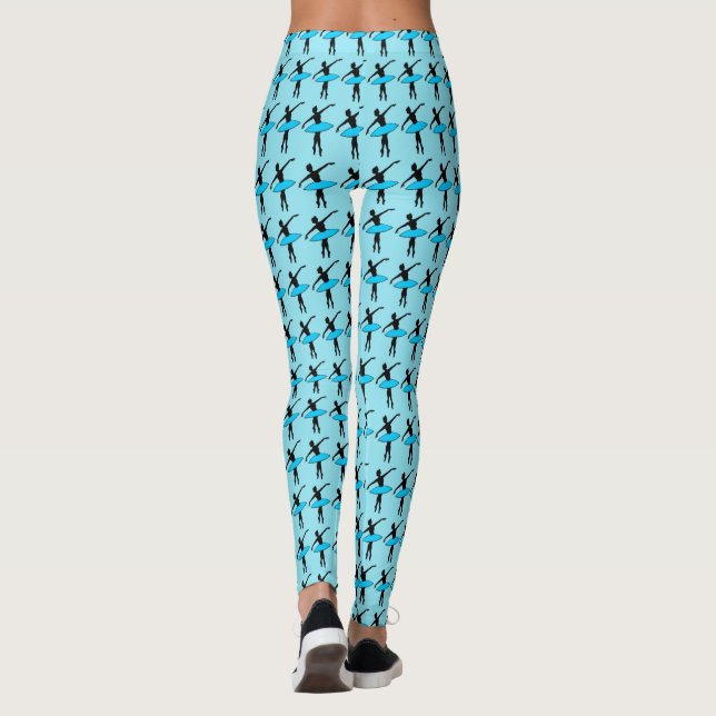 Balletttänzer Ballerina Silhouette Leggings Blau (Rückseite)