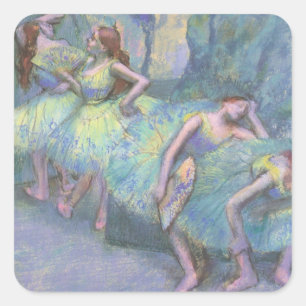 Balletttänzer in den Flügeln von Edgar Degas Quadratischer Aufkleber