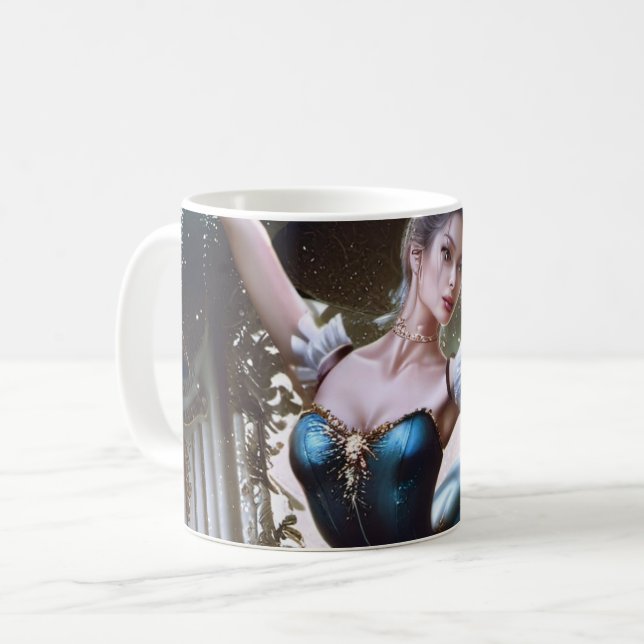 Balletttänzer in einem blauen Tutu Kaffeetasse (Vorderseite Links)