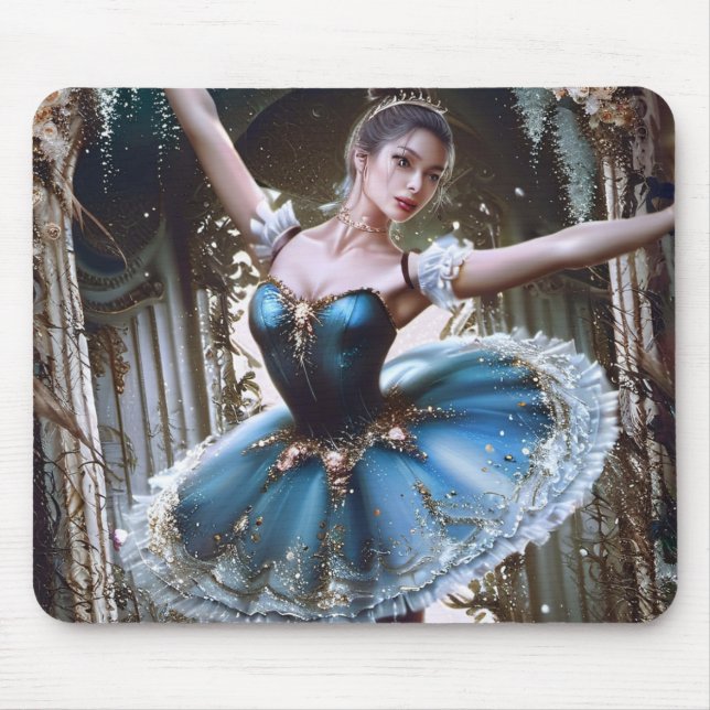 Balletttänzer in einem blauen Tutu Mousepad (Vorne)