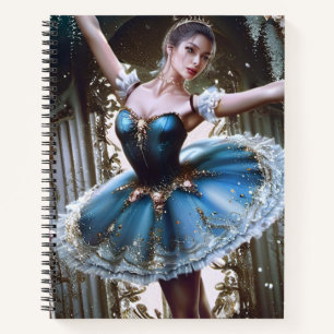 Balletttänzer in einem blauen Tutu Notizbuch