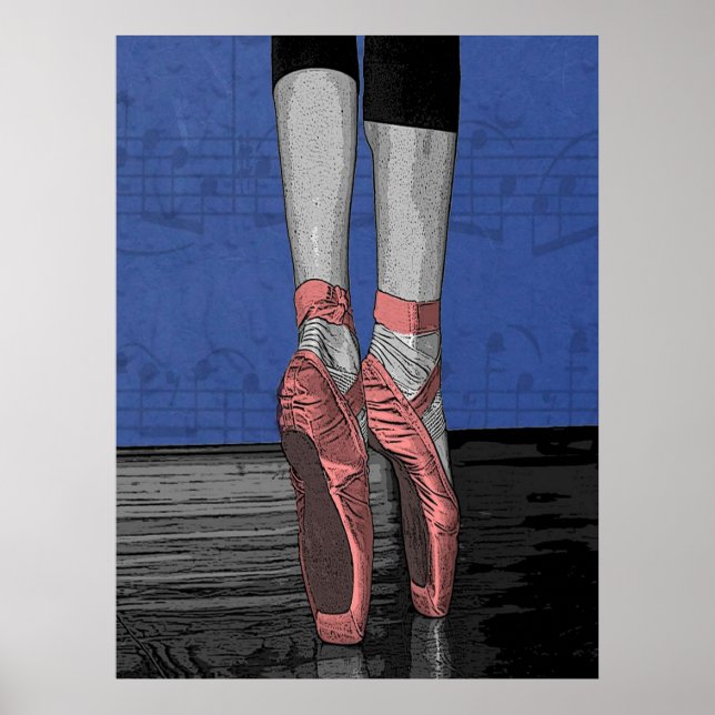 Balletttänzer mit rosafarbenem Schuhkarton Poster (Vorne)