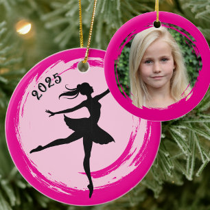 Balletttänzerin Datiert Rosa Pinselstrich Foto Orn Keramik Ornament