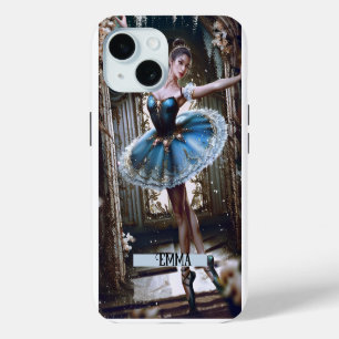 Balletttänzerin in einem blauen Tutu, benutzerdefi iPhone 15 Hülle
