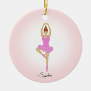 Balletttänzerin in hellrosa gekleidet keramik ornament