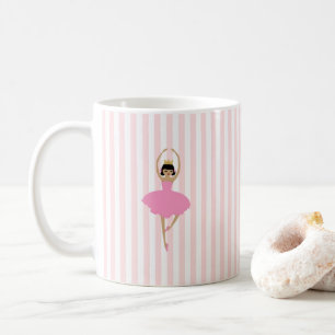 Balletttänzerin-Malerei Rosa Streifen Kaffeetasse