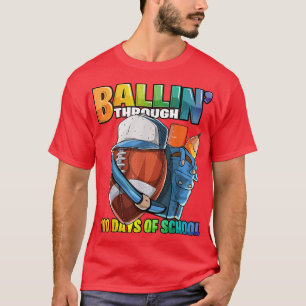 Ballin' Through 100 Days of School Football Kinder T-Shirt