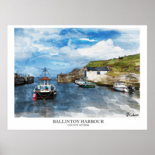 Ballintoy Hafen, Nordirland Poster
