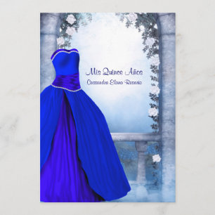 Ballkleid königsblau Rose Quinceanera Einladung