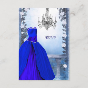Ballkleid Royal Navy Blau Rose Quinceanera RSVP Karte