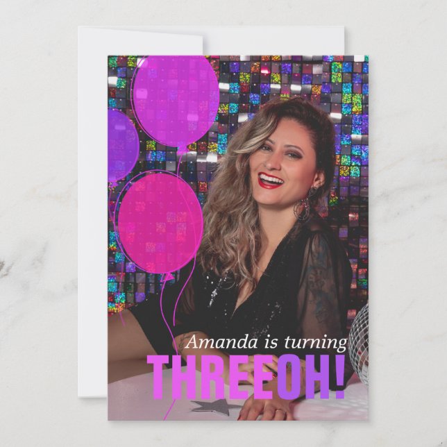 Ballon 30. THREEOH! Foto Geburtstag einladen Einladung (Vorderseite)