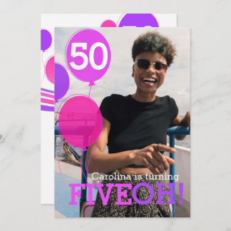 Ballon 50. FIVEOH! Foto Geburtstag einladen Einladung