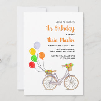 Ballon Basket Blume Fahrrad jedes Alter Geburtstag Einladung