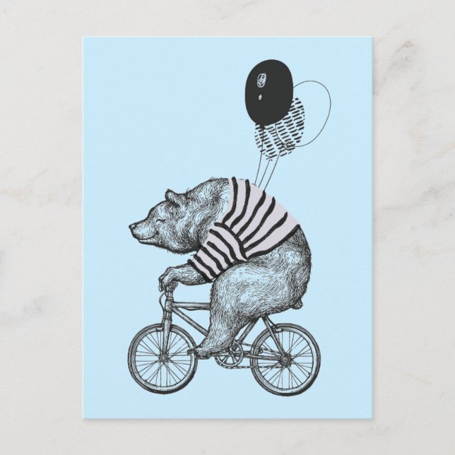 Ballon Bicycle Bear Postkarte (Vorderseite)
