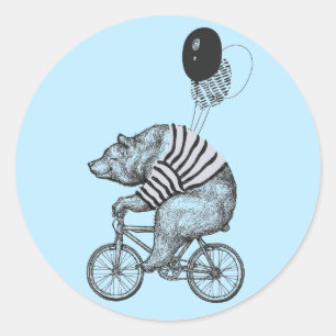 Ballon Bicycle Bear Runder Aufkleber