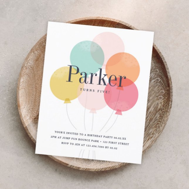 Ballon Bunch Geburtstagsfeier (Modern colorful balloons kids birthday party invitation.)