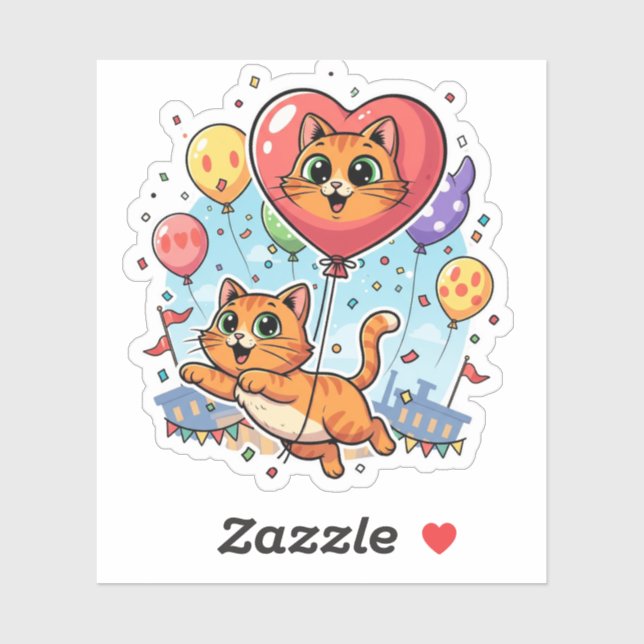 Ballon Cat Parade - Festival Aufkleber (Blatt)