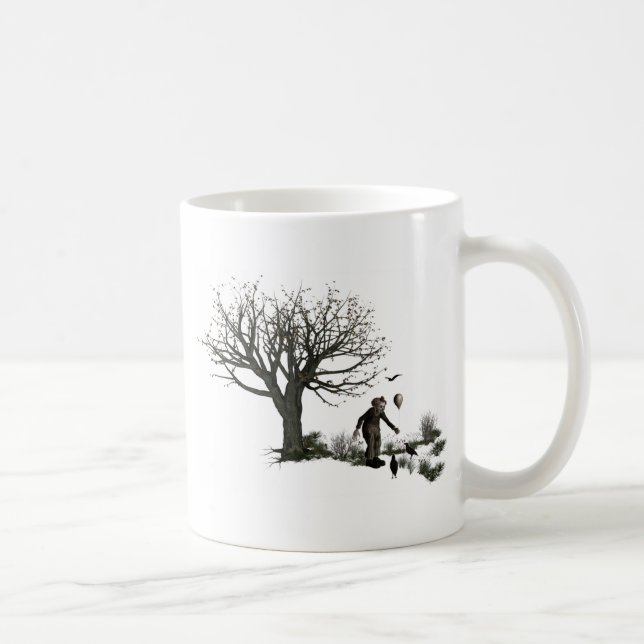 Ballon-Clown-alter Baum u. schwarze Vögel Kaffeetasse (Rechts)