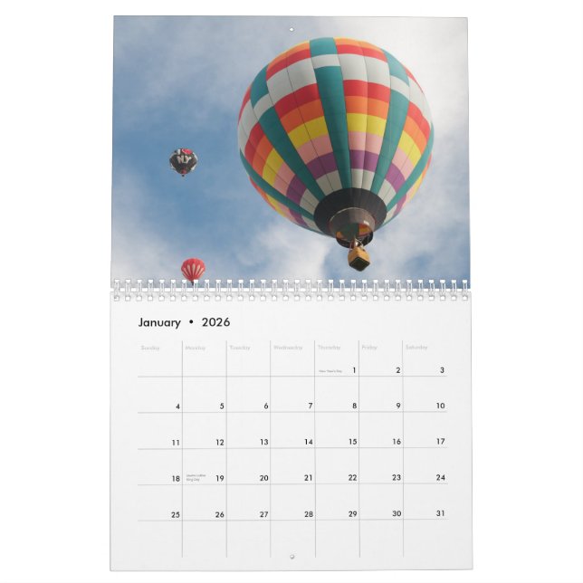 Ballon das ganze Jahr hindurch Kalender (Jan 2026)