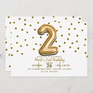 Ballon des Goldzwei 2 u. Confetti-2. Einladung