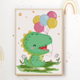 Ballon Dinosaurien Kinderzimmer Druck Poster für K